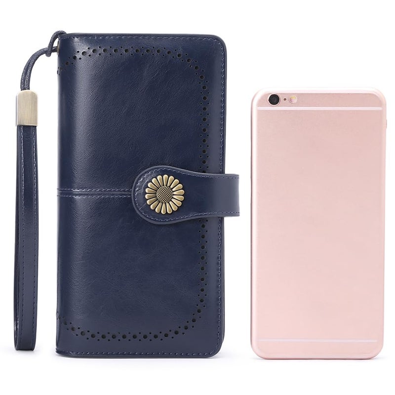 SENDEFN Wallets for Women Leather Credit Card Holder with RFID Blocking Large Capacity Wristlet - Image 5
